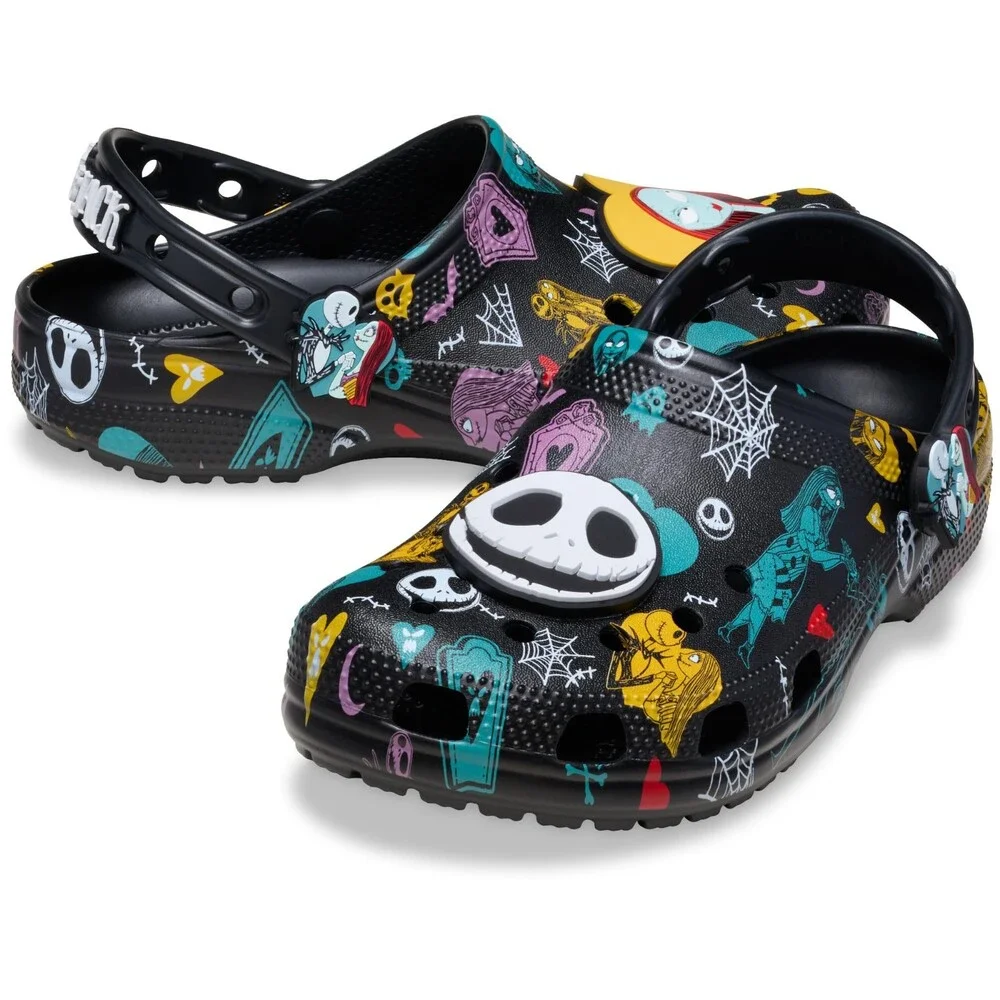 Crocs Classic 211419-90H Clogs Men's Black Multi Comfort Casual Shoes JAX2143